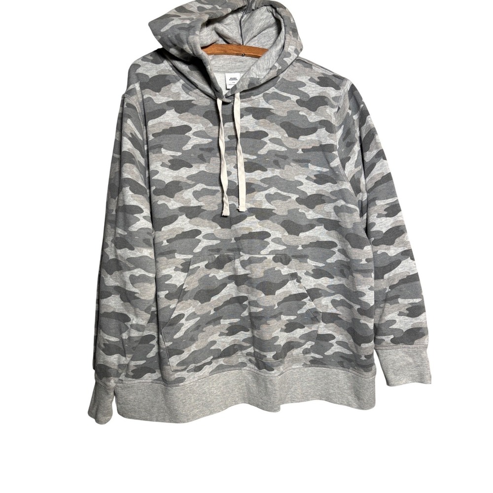 Amazon Essentials Womens 2X PLUS Grey Camo Fleece Hoodie Sweatshirt Camouflage